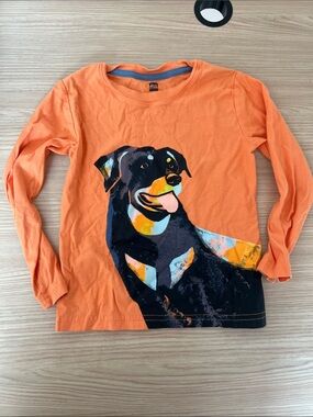 Tea Collection Orange Long-Sleeve Dog Graphic Tee